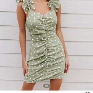 Green polka dot dress